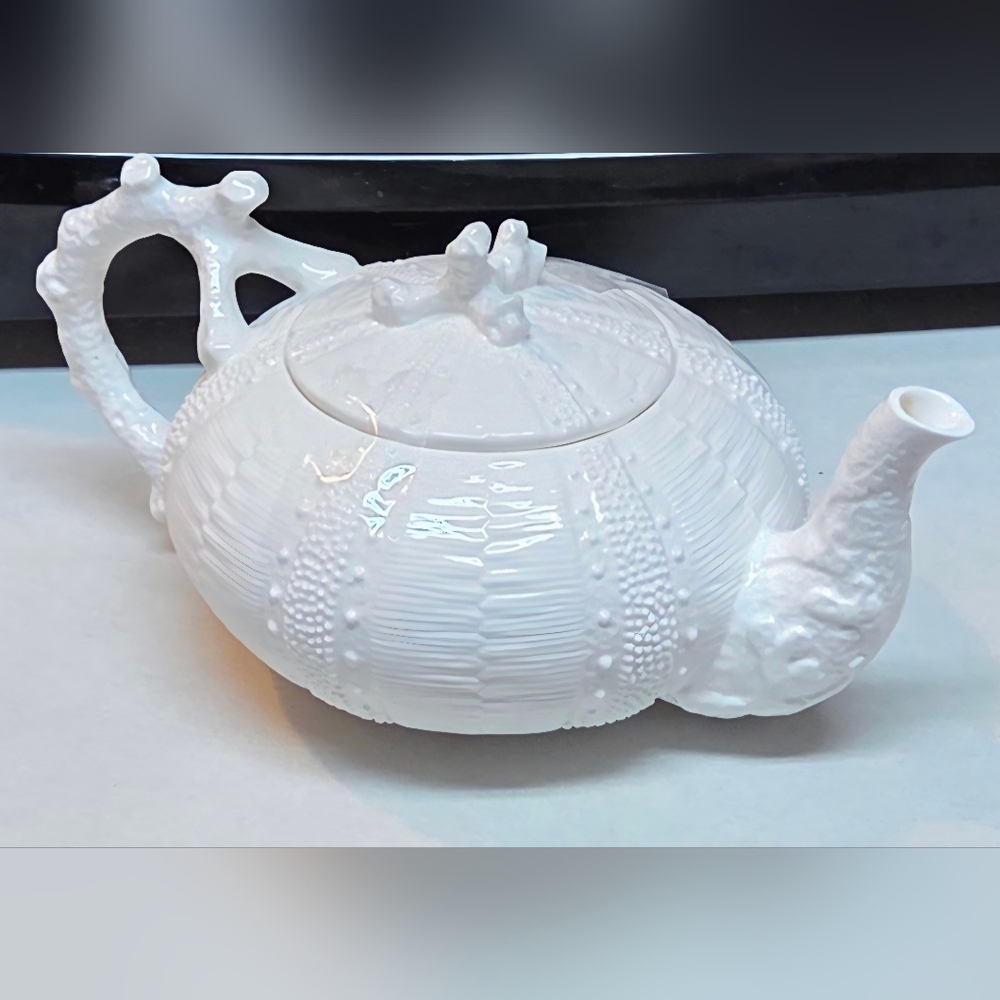 Anthropologie Reef Teapot  Coral & Sea Urchin Design Bone China Philippines